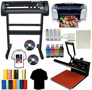 15x15 Heat Transfer Press,28 Metal 500g Vinyl Cutter Plotter,Printer+CISS+Ink PK