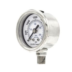PIC GAUGES 301D-158P Gauge,1-1/2&#034;,0/3000psi,1/8&#034;Low Mount,SS