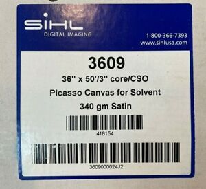 SIHL 36&#034;x50&#039; /3&#034; core/CSO Picasso Canvas for Solvent 340 gm Satin NIB
