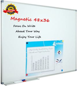 Lockways White Board Dry Erase Board 48 X 36 - Magnetic Whiteboard 4 X 3, Silver