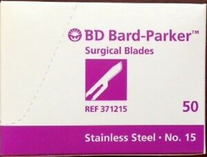50 Bard-Parker 371215 Sterile Stainless Steel Surgical Blades, Sealed Box #15