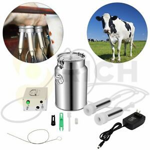 7L 110V Cow Milking Machine Vacuum Pump Electric Upgraded Dual Heads Milker