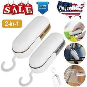 2in1 Portable Mini Heat Sealing Machine Impulse Sealer Packing Plastic Bag Tool