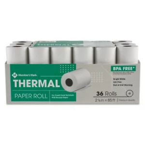 Member&#039;s Mark Thermal Receipt Paper Rolls, 2 1/4&#034; X 85&#039;, 36 Rolls