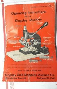 Kingsley Hot Foil Stamping Machine Operating Instructions Sept. 1945 Complete