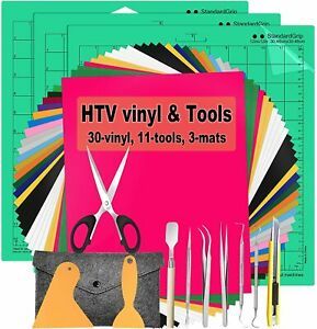 Heat Transfer Vinyl HTV Bundle 30 Pack 12&#034; x 10&#034; Iron On Vinyl Sheets 3 Pcs Mats