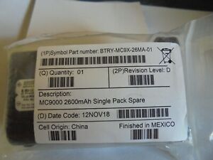 Symbol Battery BTRY-MC9X-26MA-01 MC9000 2600mAh Single Pack Spare (IB)