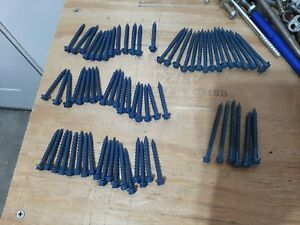 Lot of over 70 TAPCON 1/4&#034; by varoius Slotted Hex Washer Head Masonry Screws