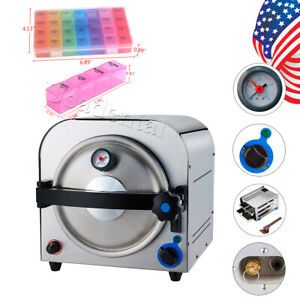 14L Steam Autoclave Sterilizer Dental Pressure Sterilization Stainless Steel US
