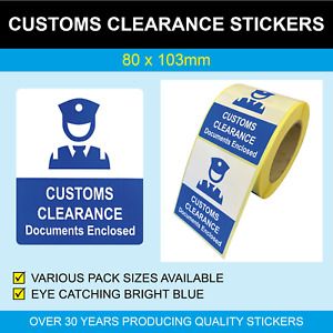 Customs Clearance Documents Enclosed Packing Parcel Stickers / Labels 103 x 80mm