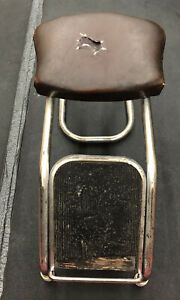 Vintage Chrome and Vinyl Shoe Store Salesman Fitting Bench Stool 1940s