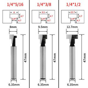 3x 1/4 Shank Keyhole Router Bits 5/16 3/8 1/2 Wood Photo Frame T-shaped Knife