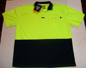 VISITEC Neon Yellow &amp; Black 2XL Polo Shirt New w/ Tag High Visibility Polyester