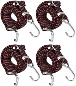 20 Inch Adjustable Flat Bungee Cords With Hooks 4-Pack Superior Latex Heavy Duty