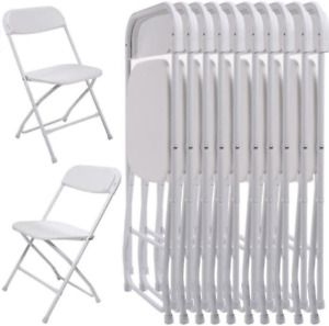 Hot 10Pcs Commercial White Plastic Folding Chairs Stackable Wedding Party Chair