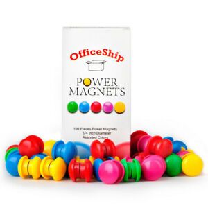 Officeship 600PCS (100pcs/Box) Power Magnets 3/4&#034; Diameter Assorted Colors