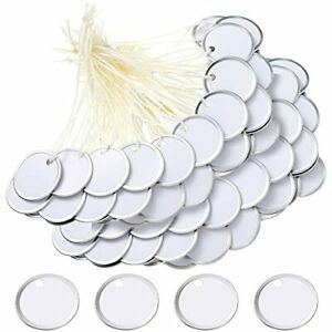 50 Pieces Metal Rim Tags Key Tags Round Blank Paper Tags with Knotted Strings