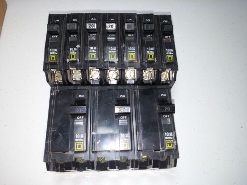 Square d breaker lot10 total  3-  qo220 hacr and 7-  qo120  20a plug in style for sale