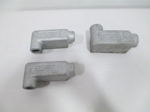 Lot 3 new crouse hinds assorted oell1 1/2in 3/4 npt conduit elbow d256143 for sale