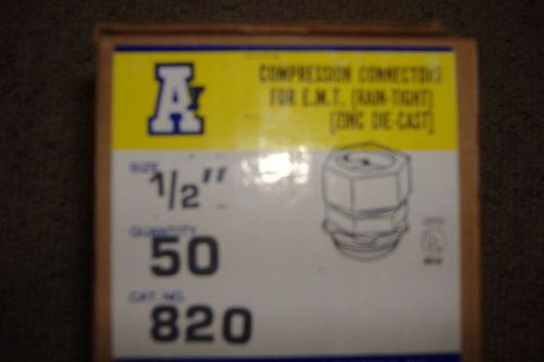 BOX OF 50 ARLINGTON 1/2&#034; COMPRESSION CONNECTORS FOR E.M.T.