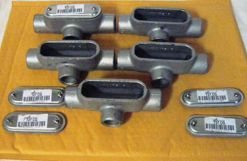 Free PriorityMail* (5 Qty) 3/4 Crouse Hinds T27 CG Style T Conduit Body w Covers
