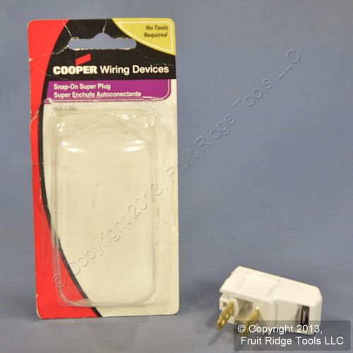 Cooper white plug right angle side mount 15a 125v non-polarized 1-15p bp2600w for sale