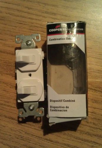 Cooper 271w-box combination two single pole switch white 15a-120/277v new open for sale