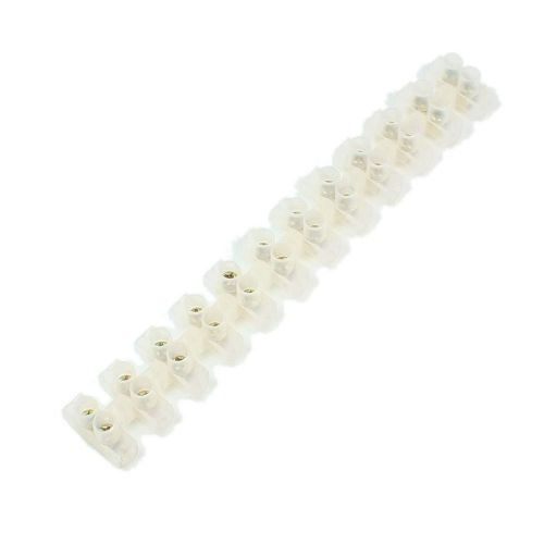 New White Plastic 30A Dual Rows 12 Positions Electrical Barrier Terminal Block