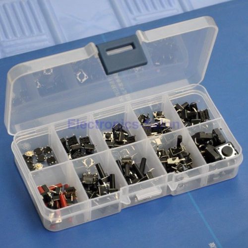 Momentary tactile button switch assortment kit. 10 types, each 10pcs sku137003 for sale