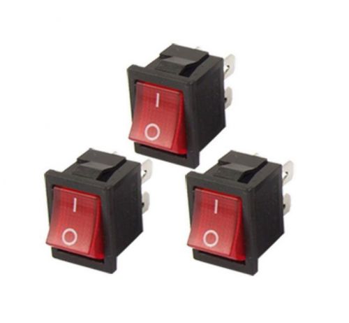 3pcs red light 4 pin dpst on-off snap in boat rocker switch 6a/250v 10a/125v ac for sale