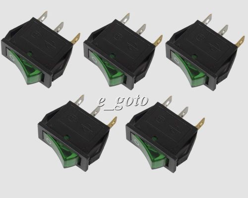 5pcs Green On-Off Button 3 Pin DPST Rocker Switch 250V AC 16A