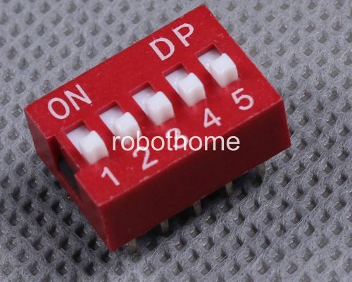 10pcs 2.54mm Red Pitch 5-Bit 5 Positions Ways Slide Type DIP Switch new