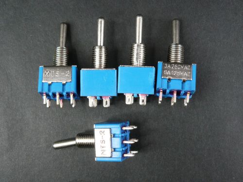 SS  Lot 10 Toggle Switch DPDT (on)/(centre off)/(on) 3-pos blue NEW MTS203Y
