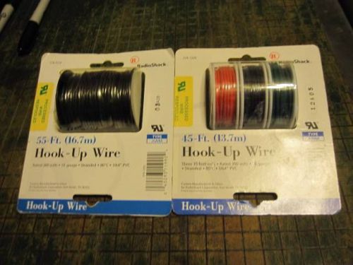 2 Packages 18 AWG Hook Up Wire 55 Ft and 45 Ft Spools 300V Radio Shack