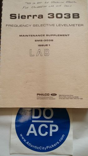 PHILCO-FORD SIERRA 303B LEVELMETER MANUAL SUPPLEMENT ISSUE 1 SMS-303B R3-S32