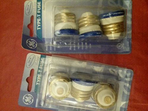 NEW 2 (3-Pack) 9198400 GE 15-Amp Type T/TL Time Delay Fuse 125VAC Screw-In Style