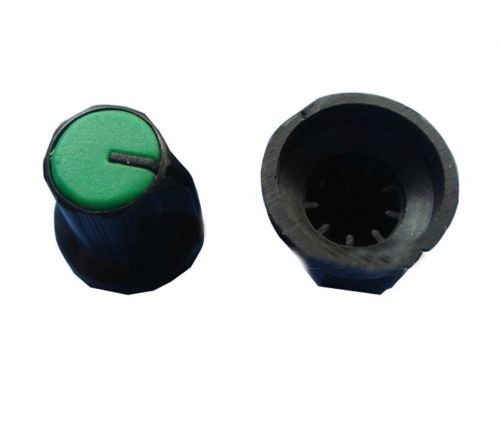 10 x  Potentiometer knob Black-Green For 6mm Shaft Pots new hot sale et