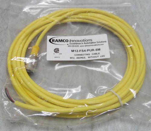 New ramco innovations connecting cable assembly, m12-fs4-pur-5m, 4 wires, nib for sale