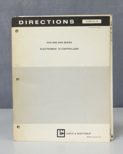 Leeds &amp; Northrup L&amp;N 6430/6460 Series Electromax III Controllers Directions