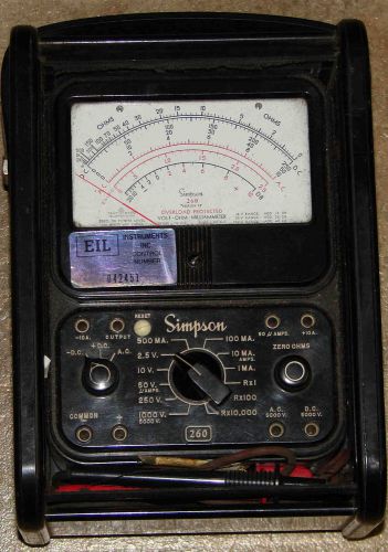 Simpson Model 260, Series 5P, Analog Meter,Volt-Ohm-Milliammeter,Multimeter/Case