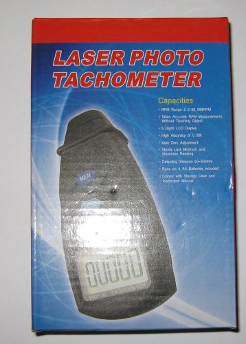 Laser photo tachometer - 2.5 to 99,999 rpm meter - non contact - 5 digit lcd for sale