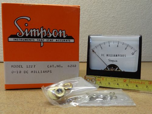 SIMPSON DC PANEL METER 0-10 DC MILLIAMPS  MODEL 1227   2  1/2 &#034;  ~NIB~