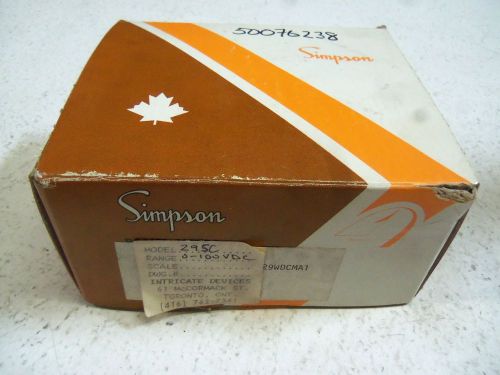 SIMPSON MODEL 29SC 0-100 VOLTS 10524 PANEL METER *NEW IN BOX*