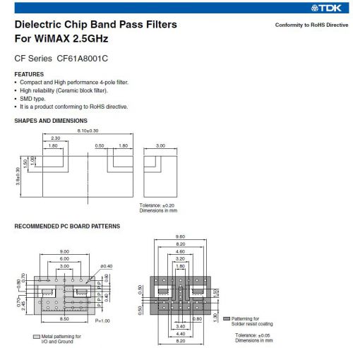 Dielectric Band Pass Filters For WiMAX 2.5GHz TDK