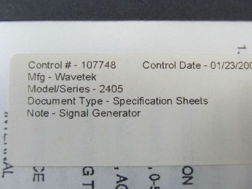 Wavetek 2405 Signal Generator Specification Sheets