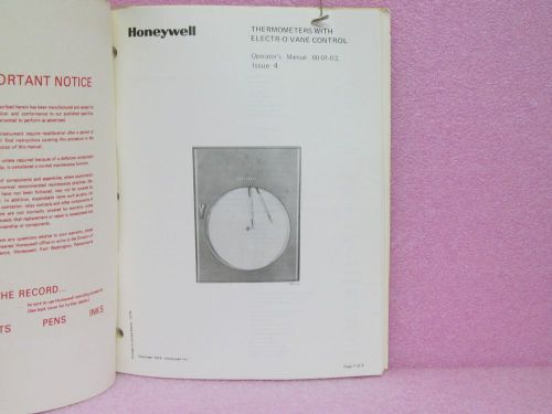 Honeywell Manual Thermometers w/Electr-O-Vane Control Instruction Manual (1975)