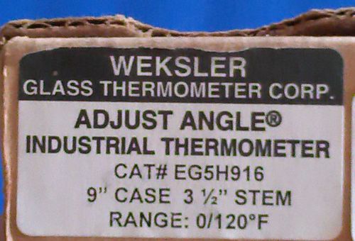 Two weksler adjustable angle thermometers  0/120 f cat # eg5h916 for sale