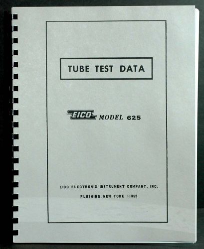 Eico 625 tube tester complete tube test data book for sale