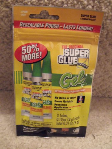 *NEW* 3 PACK of The Original SUPER GLUE GEL Works Best On Clean Porous Surfaces