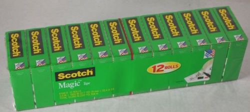 12 rolls scotch invisible magic tape, 3/4&#034; x 1000&#034; per roll, photo safe for sale